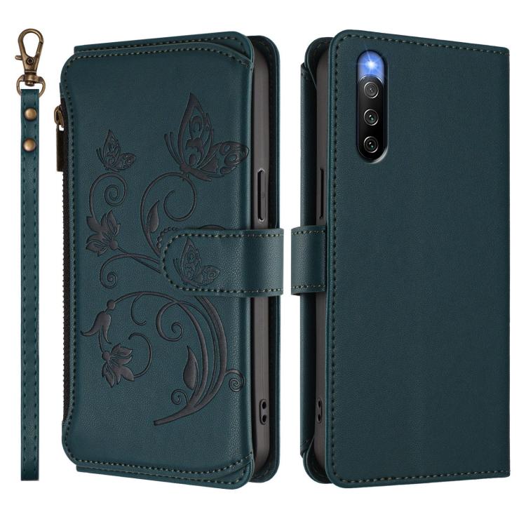 For Sony Xperia 10 IV Butterfly Love Flower Multi-card Zipper Wallet Leather Phone Case