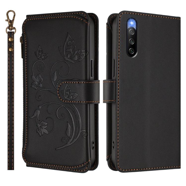 For Sony Xperia 10 IV Butterfly Love Flower Multi-card Zipper Wallet Leather Phone Case