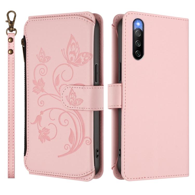 For Sony Xperia 10 IV Butterfly Love Flower Multi-card Zipper Wallet Leather Phone Case