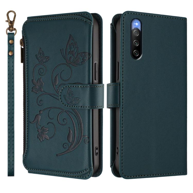 For Sony Xperia 10 V 2023 Butterfly Love Flower Multi-card Zipper Wallet Leather Phone Case
