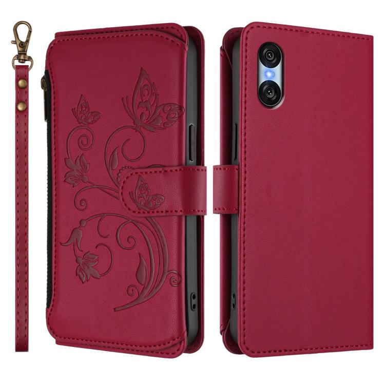 For Sony Xperia 10 VI 2024 Butterfly Love Flower Multi-card Zipper Wallet Leather Phone Case
