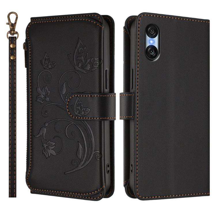 For Sony Xperia 10 VI 2024 Butterfly Love Flower Multi-card Zipper Wallet Leather Phone Case
