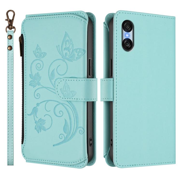 For Sony Xperia 10 VI 2024 Butterfly Love Flower Multi-card Zipper Wallet Leather Phone Case