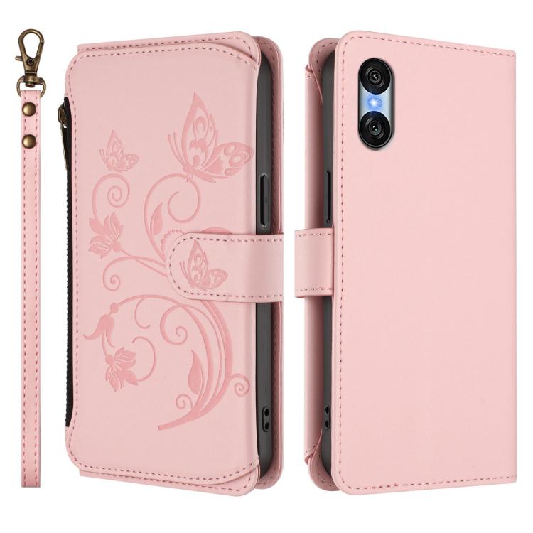For Sony Xperia 10 VI 2024 Butterfly Love Flower Multi-card Zipper Wallet Leather Phone Case