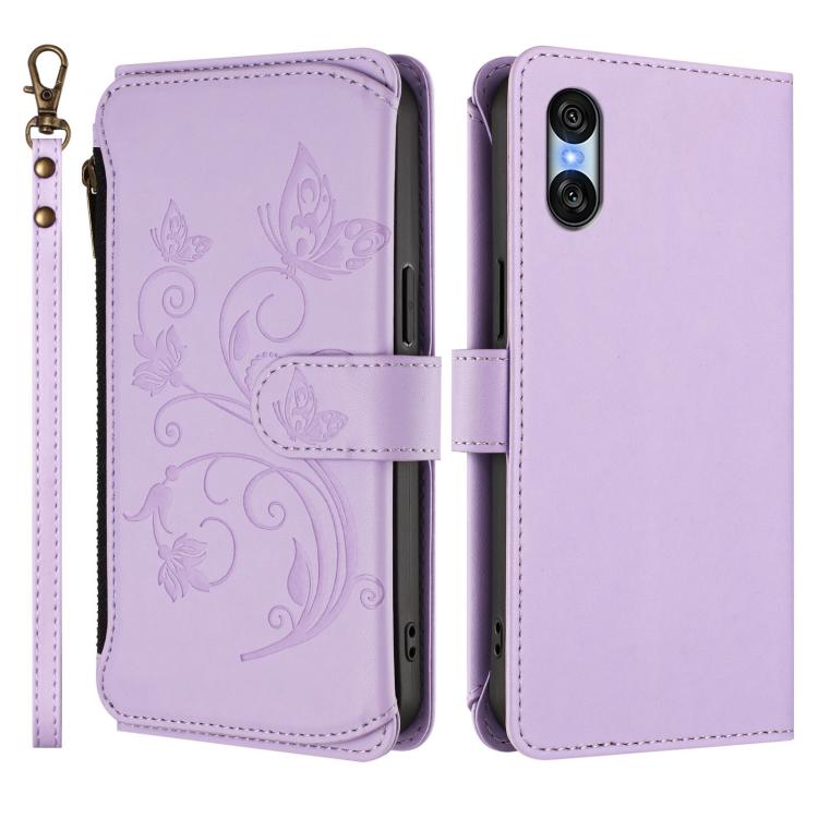 For Sony Xperia 10 VI 2024 Butterfly Love Flower Multi-card Zipper Wallet Leather Phone Case