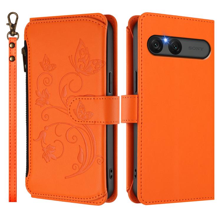For Sony Xperia 10 VII Butterfly Love Flower Multi-card Zipper Wallet Leather Phone Case