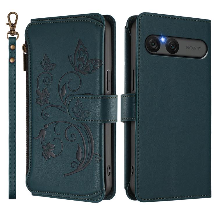 For Sony Xperia 10 VII Butterfly Love Flower Multi-card Zipper Wallet Leather Phone Case