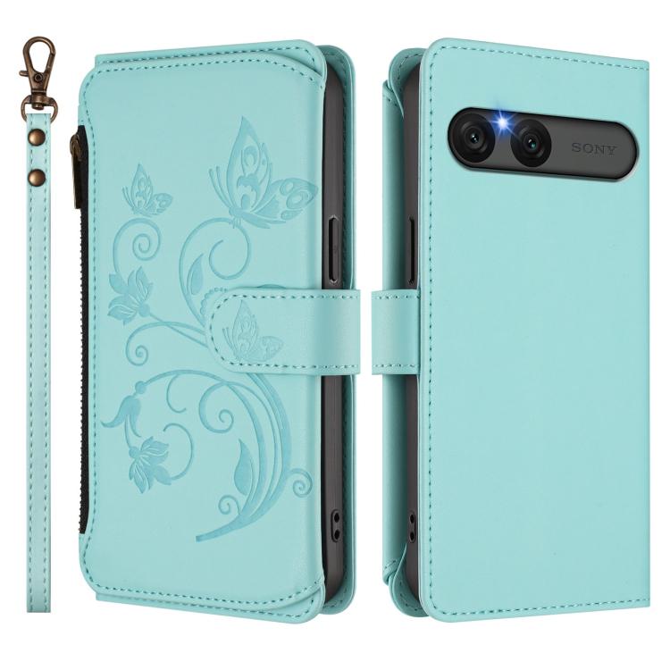 For Sony Xperia 10 VII Butterfly Love Flower Multi-card Zipper Wallet Leather Phone Case