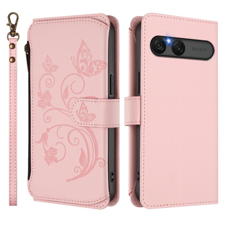 For Sony Xperia 10 VII Butterfly Love Flower Multi-card Zipper Wallet Leather Phone Case