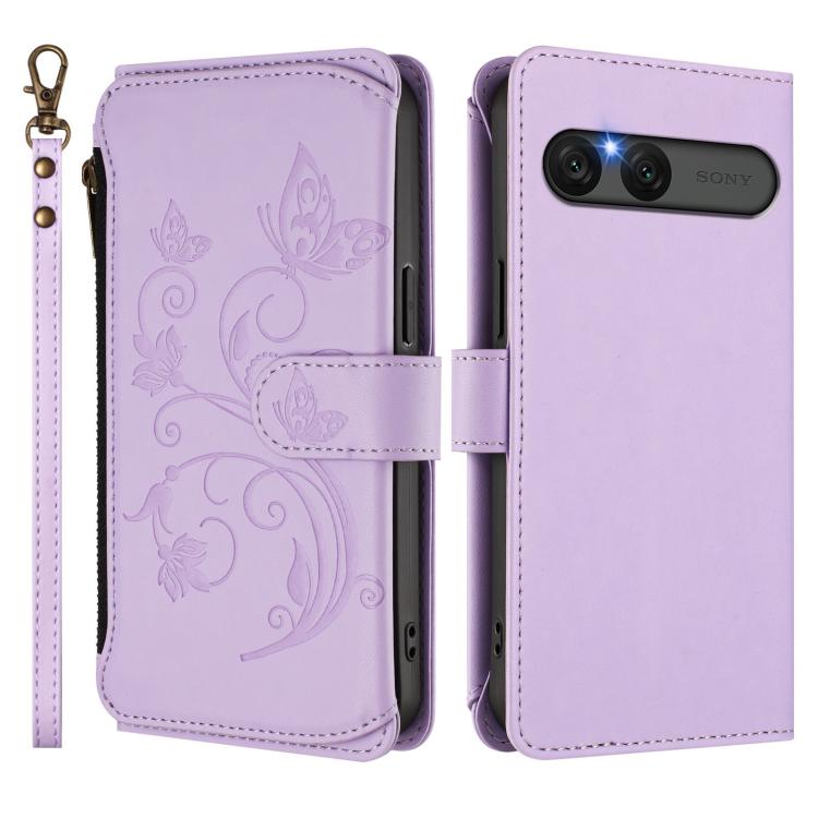 For Sony Xperia 10 VII Butterfly Love Flower Multi-card Zipper Wallet Leather Phone Case