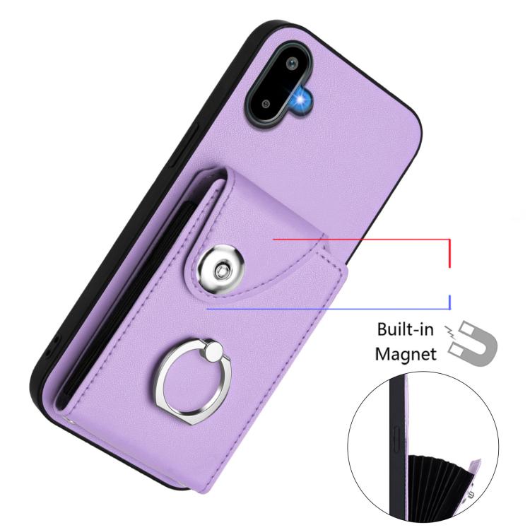 For Samsung Galaxy F06 5G / M06 5G Organ Card Bag Ring Holder Phone Case with Long Lanyard