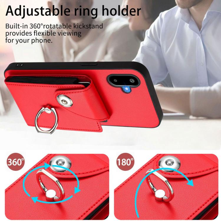 For Samsung Galaxy F06 5G / M06 5G Organ Card Bag Ring Holder Phone Case with Long Lanyard