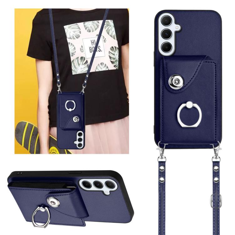 For Samsung Galaxy A26 5G Organ Card Bag Ring Holder Phone Case with Long Lanyard