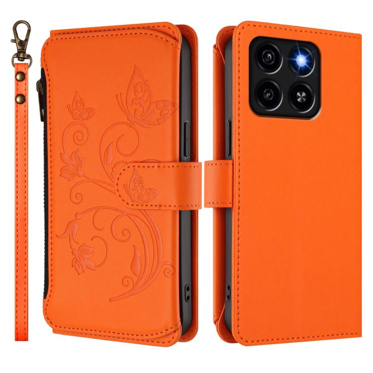 For ZTE Blade A35 / A55 Butterfly Love Flower Multi-card Zipper Wallet Leather Phone Case