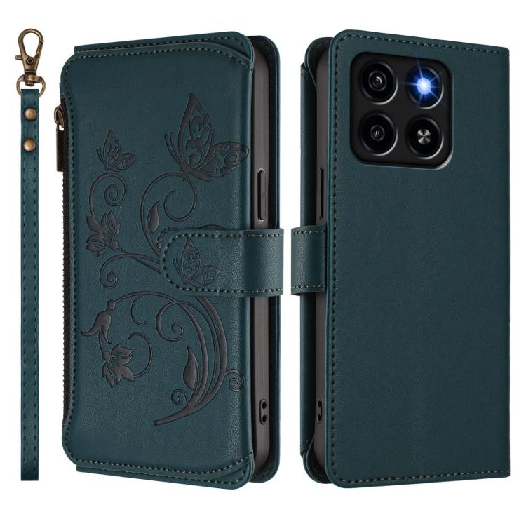 For ZTE Blade A35 / A55 Butterfly Love Flower Multi-card Zipper Wallet Leather Phone Case