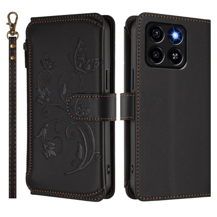For ZTE Blade A35 / A55 Butterfly Love Flower Multi-card Zipper Wallet Leather Phone Case