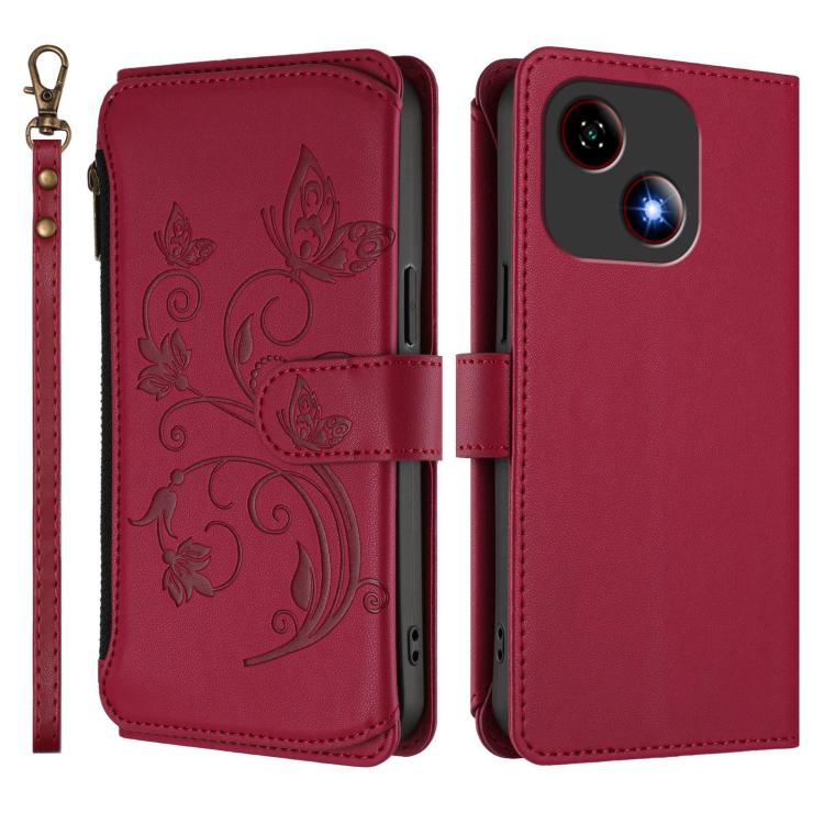 For ZTE Blade A35e Butterfly Love Flower Multi-card Zipper Wallet Leather Phone Case