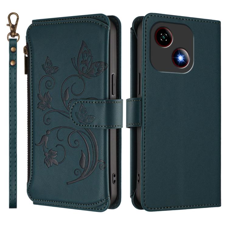 For ZTE Blade A35e Butterfly Love Flower Multi-card Zipper Wallet Leather Phone Case