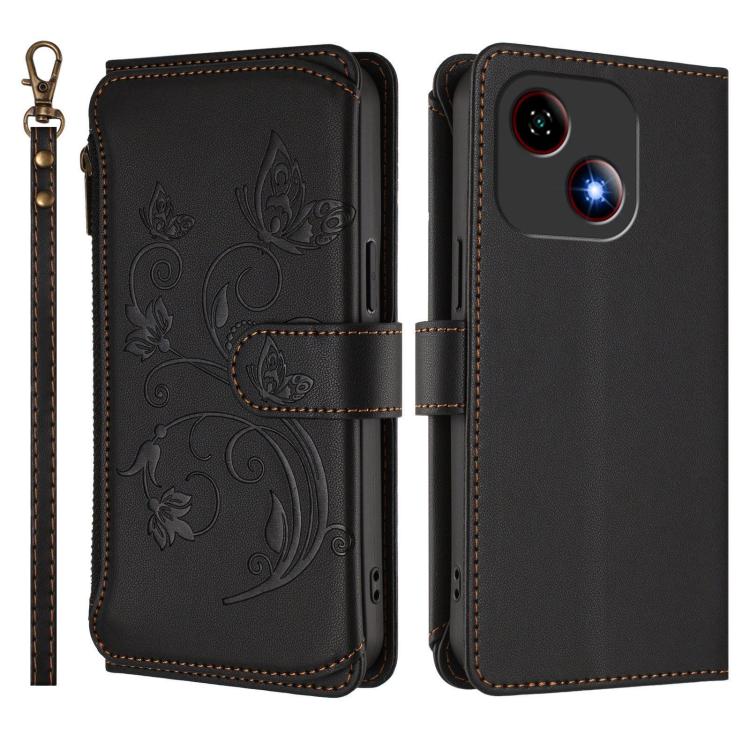 For ZTE Blade A35e Butterfly Love Flower Multi-card Zipper Wallet Leather Phone Case