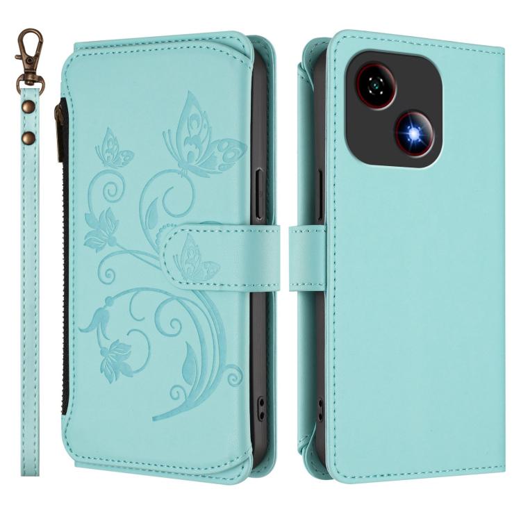 For ZTE Blade A35e Butterfly Love Flower Multi-card Zipper Wallet Leather Phone Case
