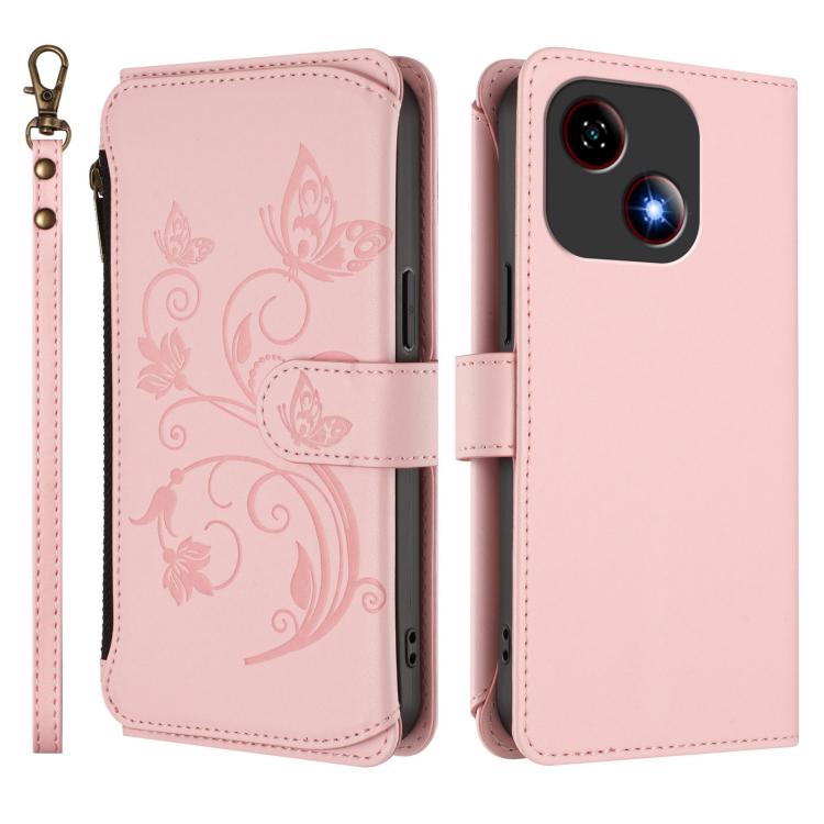 For ZTE Blade A35e Butterfly Love Flower Multi-card Zipper Wallet Leather Phone Case