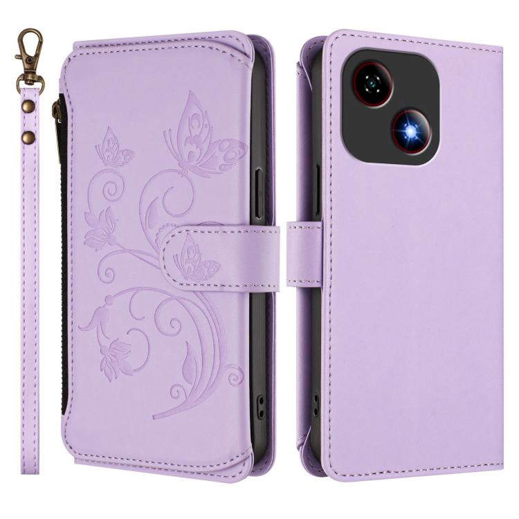For ZTE Blade A35e Butterfly Love Flower Multi-card Zipper Wallet Leather Phone Case