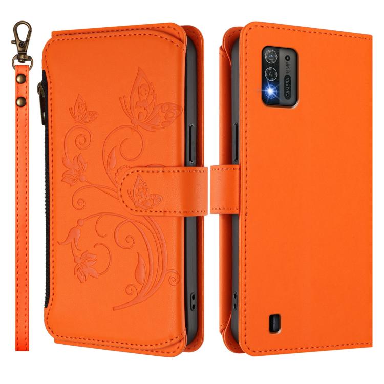 For ZTE Blade A52 Lite Butterfly Love Flower Multi-card Zipper Wallet Leather Phone Case