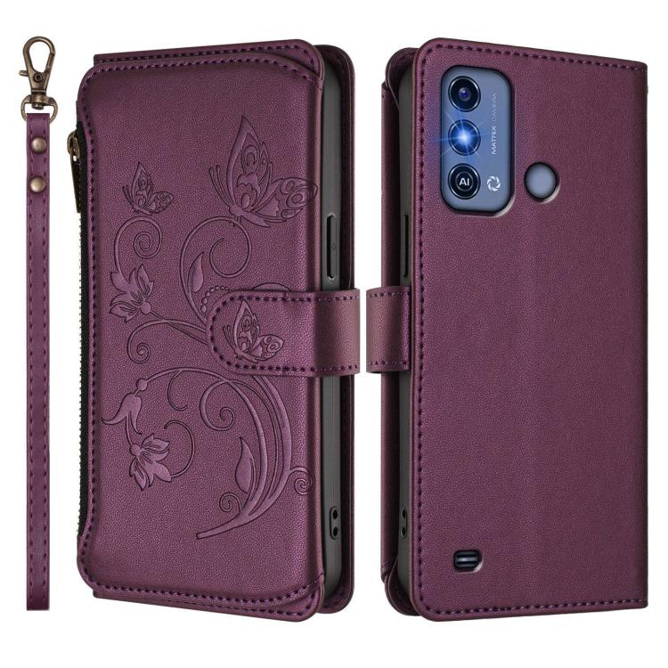For ZTE Blade A53 Pro Butterfly Love Flower Multi-card Zipper Wallet Leather Phone Case