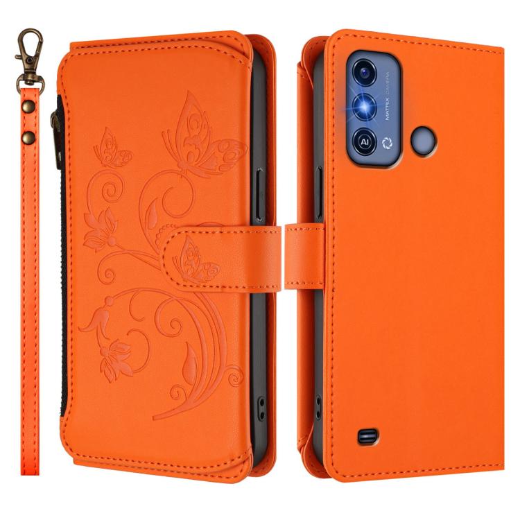 For ZTE Blade A53 Pro Butterfly Love Flower Multi-card Zipper Wallet Leather Phone Case
