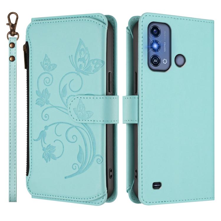 For ZTE Blade A53 Pro Butterfly Love Flower Multi-card Zipper Wallet Leather Phone Case