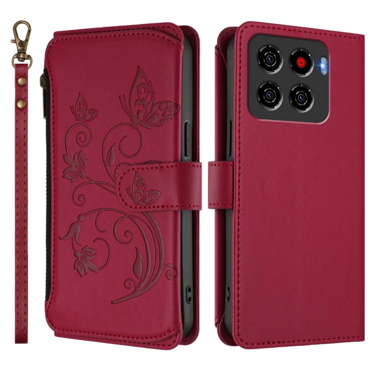 For ZTE Blade A56 Pro Butterfly Love Flower Multi-card Zipper Wallet Leather Phone Case