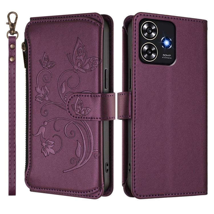 For ZTE Blade A73 4G Butterfly Love Flower Multi-card Zipper Wallet Leather Phone Case