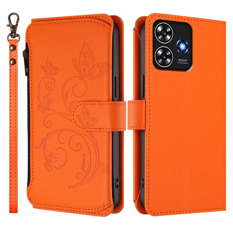 For ZTE Blade A73 4G Butterfly Love Flower Multi-card Zipper Wallet Leather Phone Case