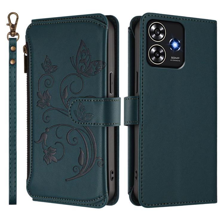 For ZTE Blade A73 4G Butterfly Love Flower Multi-card Zipper Wallet Leather Phone Case