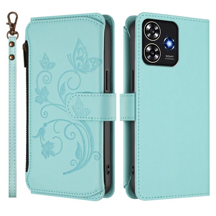 For ZTE Blade A73 4G Butterfly Love Flower Multi-card Zipper Wallet Leather Phone Case