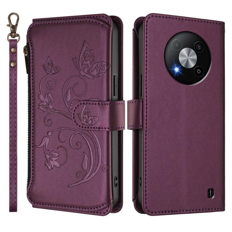 For ZTE Blade A73 5G Butterfly Love Flower Multi-card Zipper Wallet Leather Phone Case