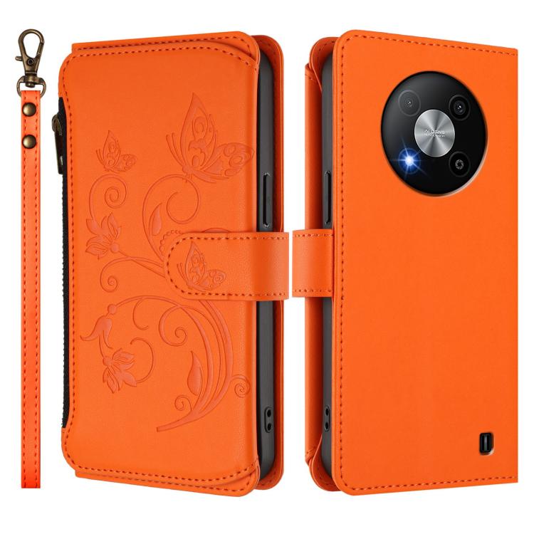 For ZTE Blade A73 5G Butterfly Love Flower Multi-card Zipper Wallet Leather Phone Case