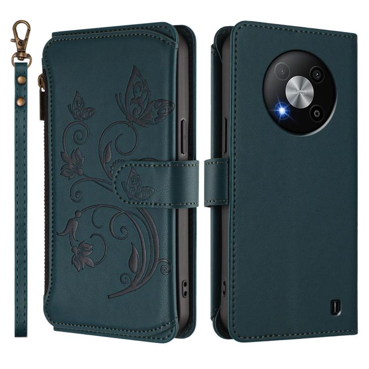 For ZTE Blade A73 5G Butterfly Love Flower Multi-card Zipper Wallet Leather Phone Case