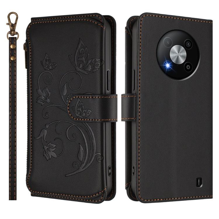 For ZTE Blade A73 5G Butterfly Love Flower Multi-card Zipper Wallet Leather Phone Case