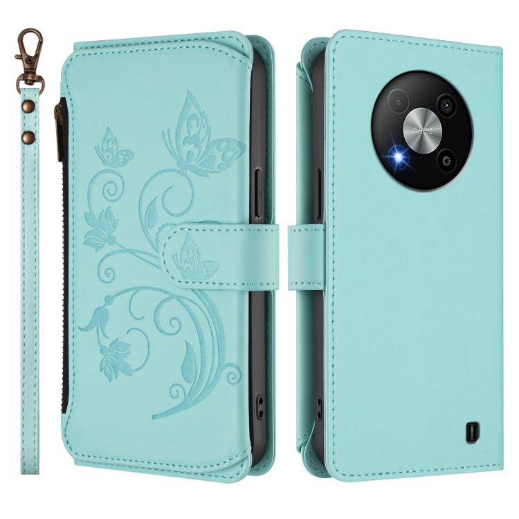 For ZTE Blade A73 5G Butterfly Love Flower Multi-card Zipper Wallet Leather Phone Case