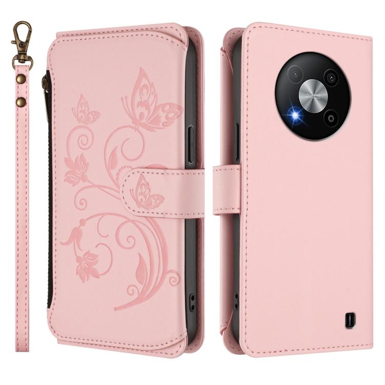 For ZTE Blade A73 5G Butterfly Love Flower Multi-card Zipper Wallet Leather Phone Case