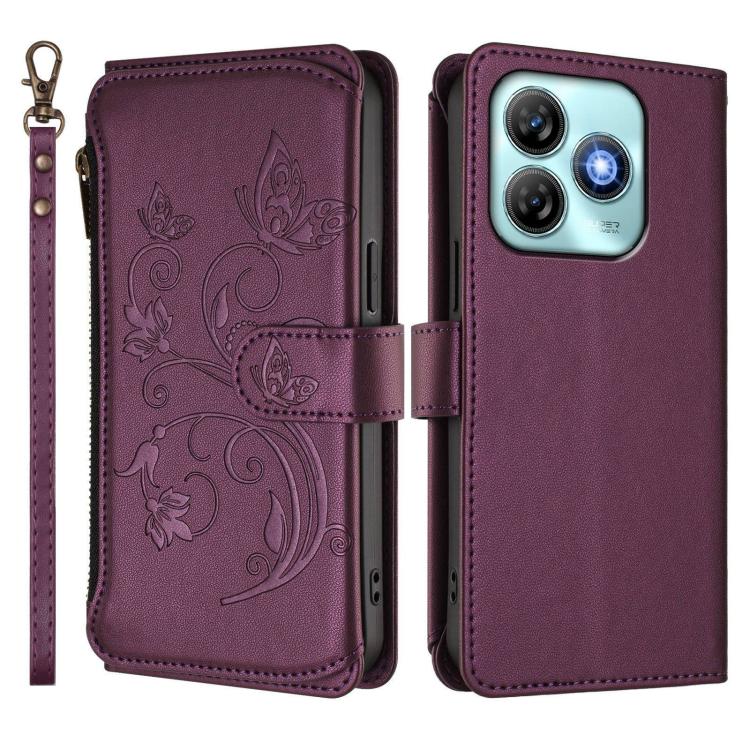 For ZTE Blade A75 4G Butterfly Love Flower Multi-card Zipper Wallet Leather Phone Case
