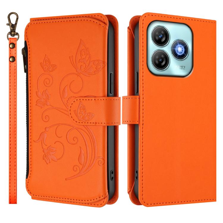 For ZTE Blade A75 4G Butterfly Love Flower Multi-card Zipper Wallet Leather Phone Case