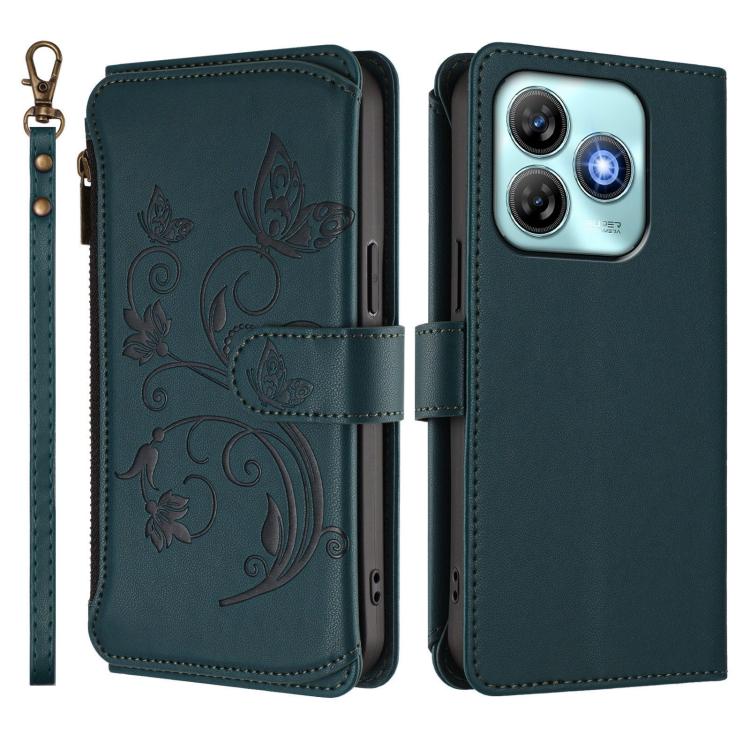 For ZTE Blade A75 4G Butterfly Love Flower Multi-card Zipper Wallet Leather Phone Case