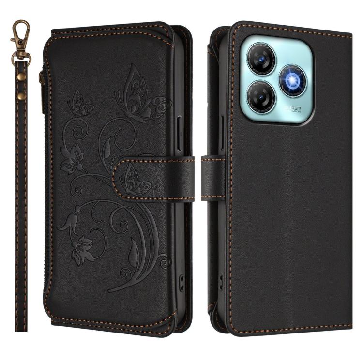 For ZTE Blade A75 4G Butterfly Love Flower Multi-card Zipper Wallet Leather Phone Case