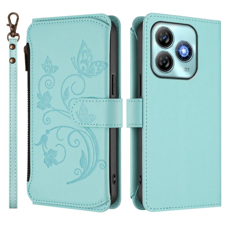 For ZTE Blade A75 4G Butterfly Love Flower Multi-card Zipper Wallet Leather Phone Case