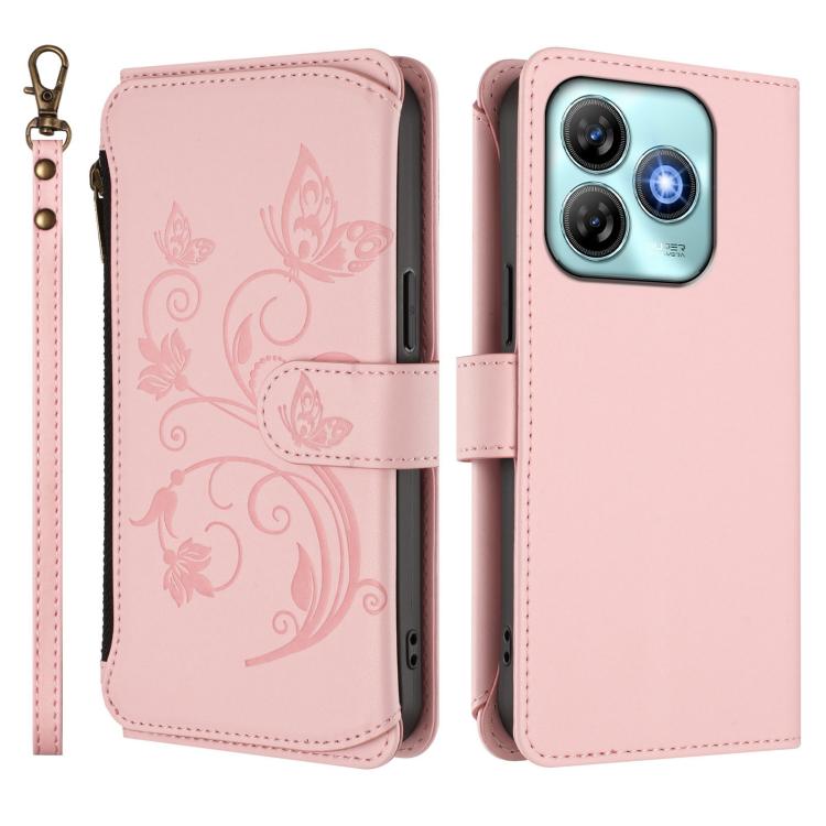 For ZTE Blade A75 4G Butterfly Love Flower Multi-card Zipper Wallet Leather Phone Case