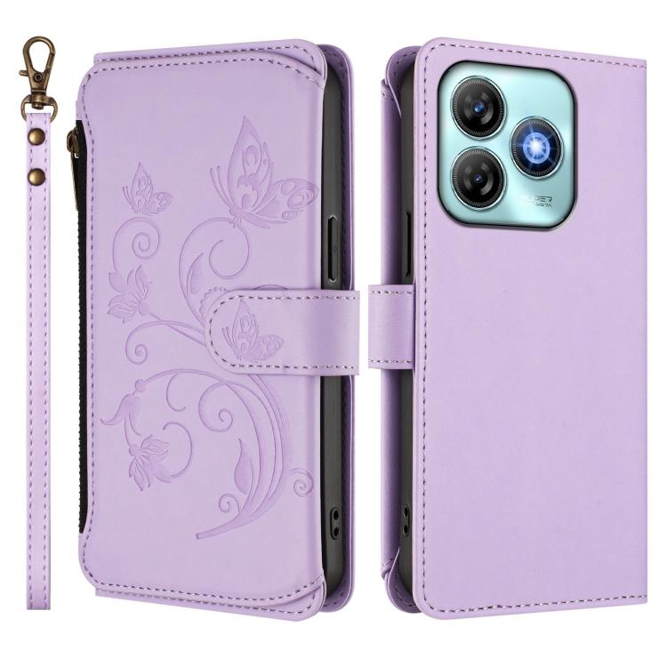 For ZTE Blade A75 4G Butterfly Love Flower Multi-card Zipper Wallet Leather Phone Case