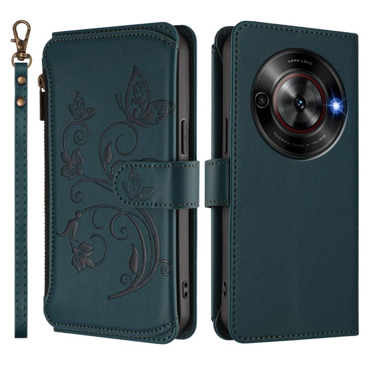 For ZTE Blade A75 5G / nubia Focus 5G Butterfly Love Flower Multi-card Zipper Wallet Leather Phone Case
