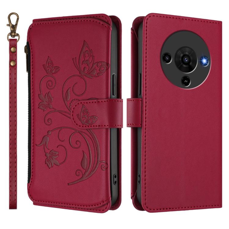 For ZTE Blade A76 5G Butterfly Love Flower Multi-card Zipper Wallet Leather Phone Case